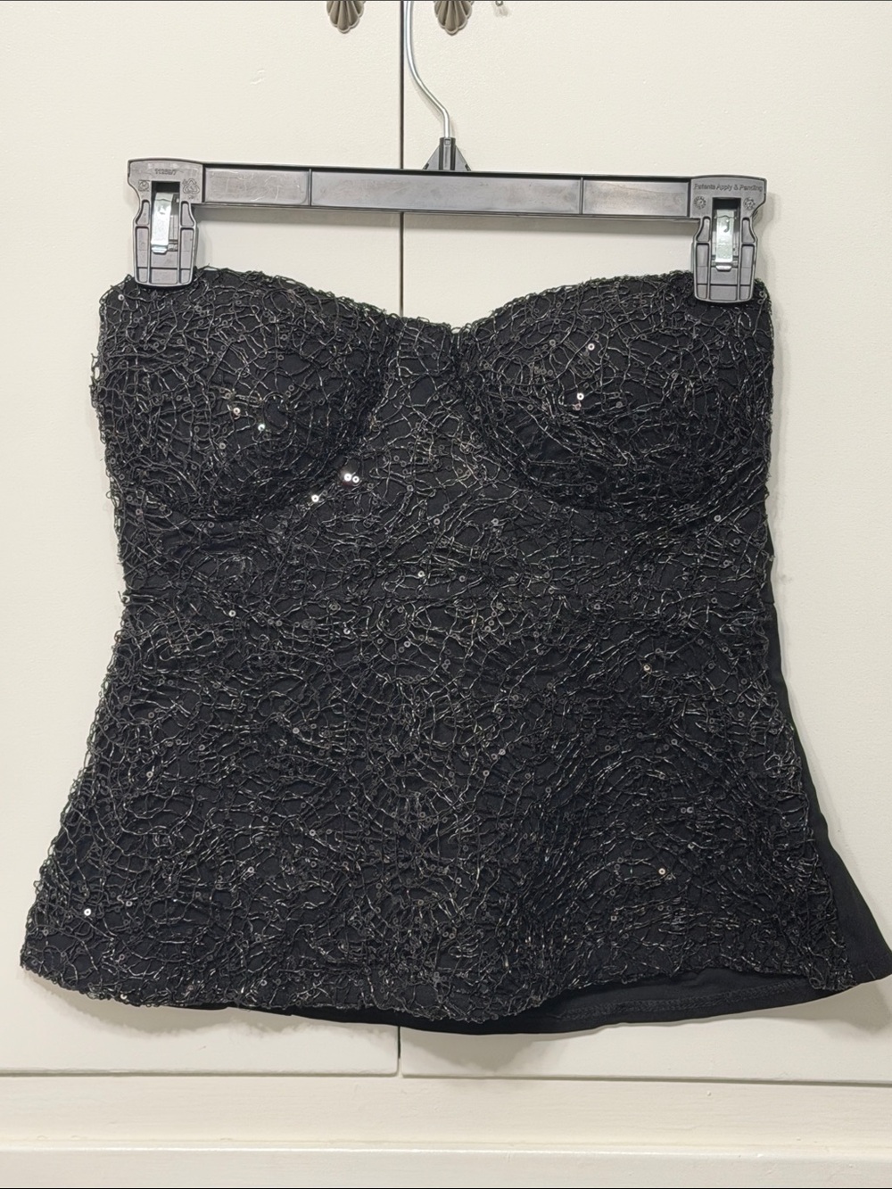 Strapless Black Sequin Embellished Dress Top Corset Bustier